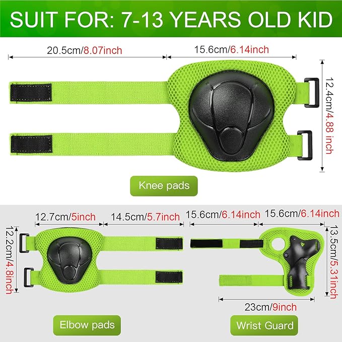 Wemfg Kids Protective Gear Set Knee Pads for Kids 3-14 Years Toddler Knee and Elbow Pads with Wrist Guards 3 in 1 for Skating Cycling Bike Rollerblading Scooter