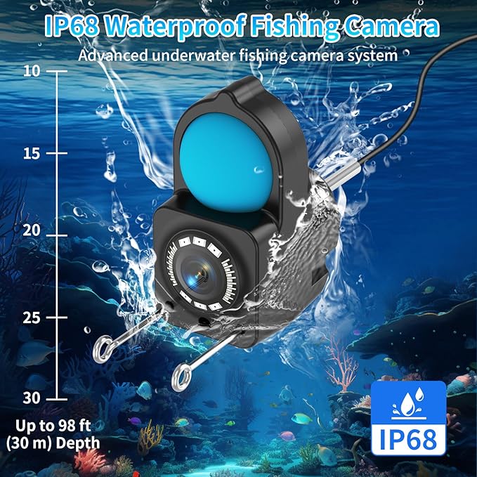 Underwater Fishing Camera TMACTIME 1080P HD, Portable Fish Finder with 4.3" LCD Display & Infrared Night Vision Light, IP68 Waterproof & 5000mAh, Fishing Camera for Ice Lake Boat Kayak Fishing - 30M