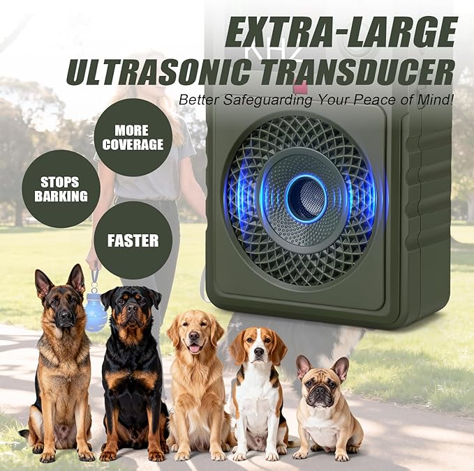 Dog Bark Deterrent Devices 2026 New Updated Anti Barking Device for Dogs Automatic Ultrasonic Bark Box with LED Screen, 50ft Range Wall-Mountable, Rechargeable Dog Silencer for Indoor Outdoor