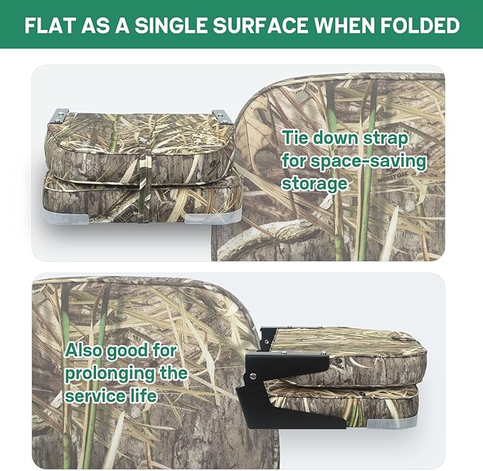 ERGOSEAT Folding Boat Seats Padded Camo Fishing Boat Chair with Backrest Marine Bass Jon Boat Seat