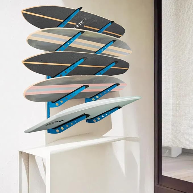 ShouRong Snowboard Wall Mount, Adjustable 5/6 Board Surfboard Rack, Surfboard Wall Hangers for Surfboard, Wakeboard, and Snowboard Storage at Home or Garage