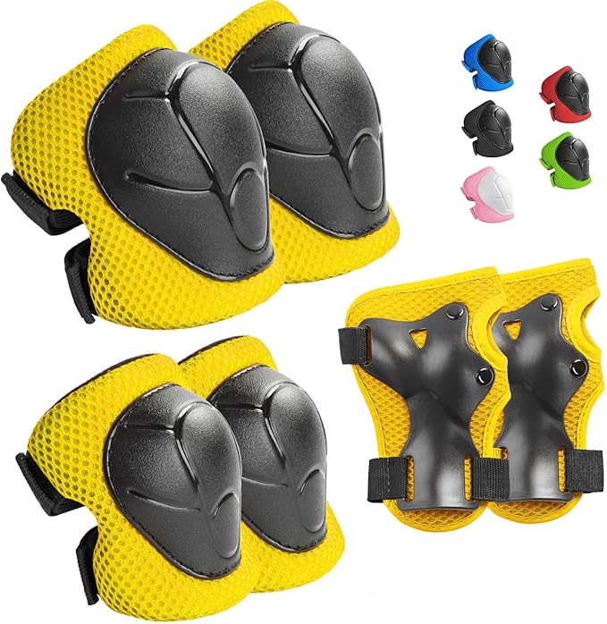 Wemfg Kids Protective Gear Set Knee Pads for Kids 3-14 Years Toddler Knee and Elbow Pads with Wrist Guards 3 in 1 for Skating Cycling Bike Rollerblading Scooter