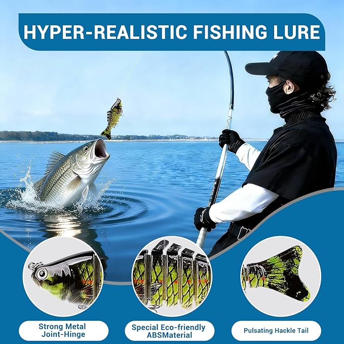 Fishing Lures Multi Jointed Fish Fishing Kits Slow Sinking Lifelike Swimbait Freshwater and Saltwater Crankbaits for Bass Trout Bass Lures