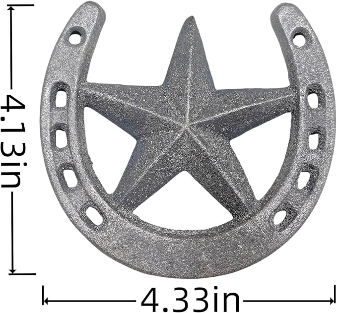 8 Pcs Horse Shoes with Star for Decorations, Durable Cast Iron Lucky Horseshoes Wall Décor for Indoor, Outdoor, Wedding, Birthday, Western Cowboy Party Favors Decor