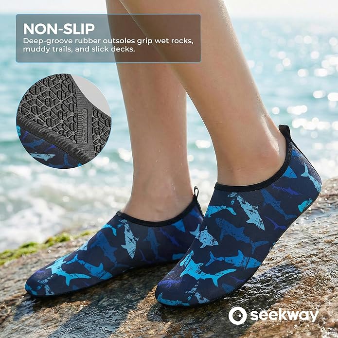 SEEKWAY Water Shoes Women Men Adult Quick-Dry Aqua Socks Barefoot Non Slip for Beach Swim River Pool Lake surf Black SK002(U)