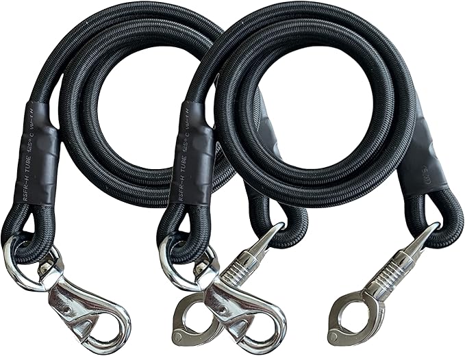 Majestic Ally Pack of 2, Bungee Trailer Tie for Horse Haulage with Panic Snap and Bull Snap - 36 Inch (Black)