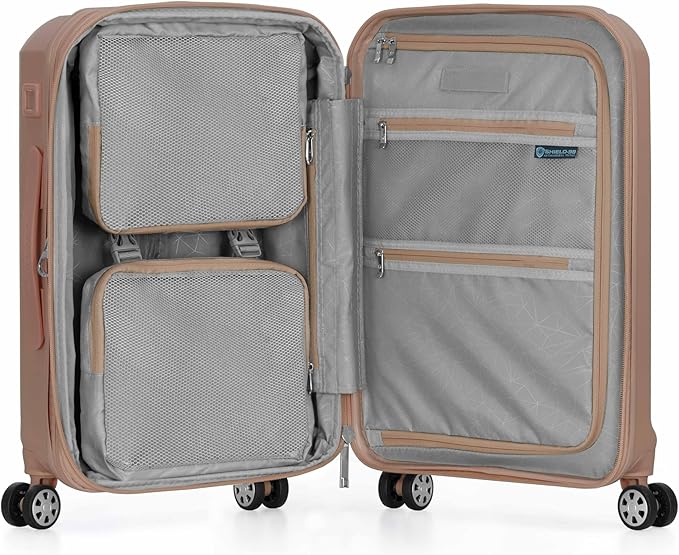 Traveler's Choice Pagosa ハードシェル拡張可能荷物 スピナーホイール付き ラテベージュ 22インチ機内持ち込み