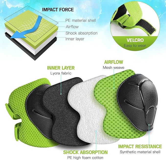 Kids Bike Helmet Set for Boys Girls Toddler Bicycle Helmet Adjustable Skateboard Helmet Protective Gear Set Knee Elbow Wrist Pads for Children Cycling, Scooter, Outdoor Sports