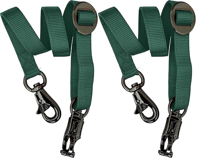 Majestic Ally Pack of 2, Double Thick Trailer Tie for Horse Haulage, with Adjustable Buckle, Panic Snap and Bull Snap – 1 Inch by 36 Inch (Hunter Green)
