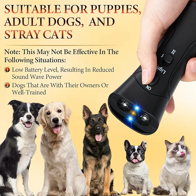 New Ultrasonic Pet Trainer,Pet Training Tool with Light,Ultrasonic Dog Bark Deterrent & Trainer - Stop Excessive Barking,Bark Deterrent Device,Compact Bark Control for Dogs,3 Training Modes