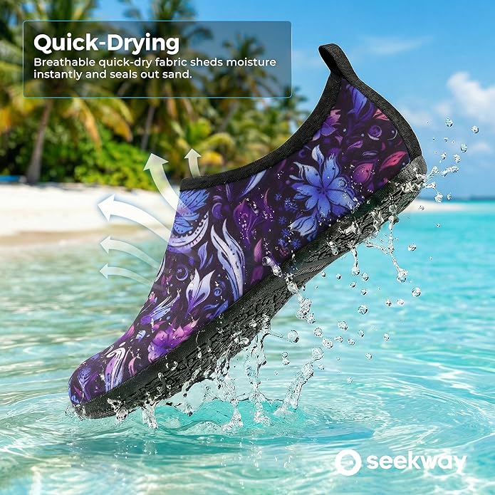 SEEKWAY Water Shoes Women Men Adult Quick-Dry Aqua Socks Barefoot Non Slip for Beach Swim River Pool Lake surf Black SK002(U)