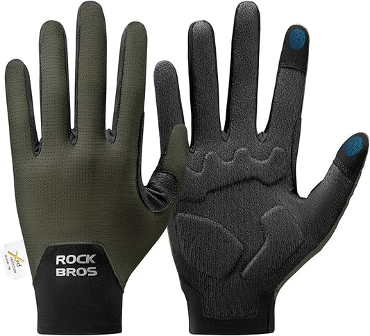 ROCKBROS Cycling Gloves for Men Women XRD Shock Absorbing Bicycle Riding Anti-Slip Breathable Full Finger UV-Sun-Protection Gloves for Road/Mountain & Electric Bike,E-Bike Commuter