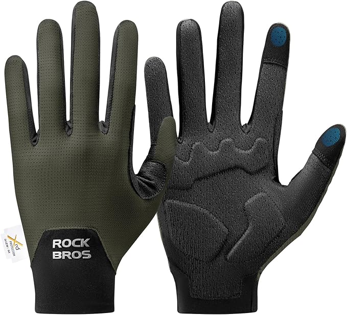 ROCKBROS Cycling Gloves for Men Women XRD Shock Absorbing Bicycle Riding Anti-Slip Breathable Full Finger UV-Sun-Protection Gloves for Road/Mountain & Electric Bike,E-Bike Commuter