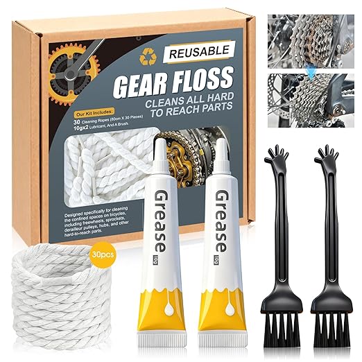 Gear Floss, Gears Floss 3D Printer, Motorcycle Chain Cleaning Kit with Lubricating Cream, Extended Service Life, Suitable for Bicycle Gear Shifting Pulleys and 3D Printer Lead Screws, etc