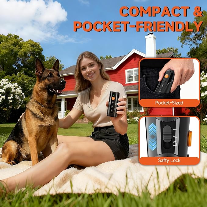 URCHIN Dog Bark Deterrent Device, 3X Ultrasonic Anti Barking Device 6 Modes Dog Trainer Rechargeable & Portable Safe Bark Control Indoor Outdoor for All Dogs with LED Flashlight - Black