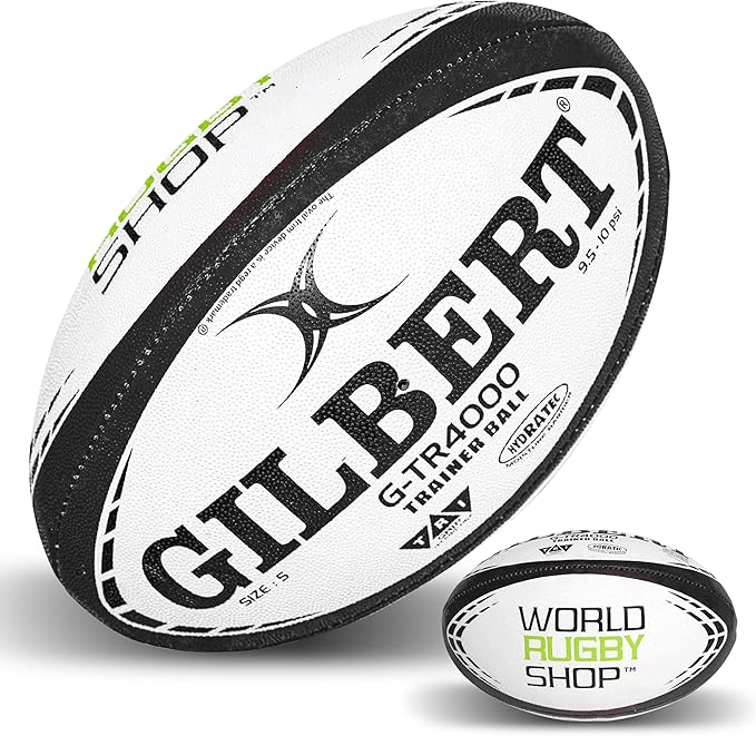 World Rugby Shop X Gilbert G-TR4000 Rugby Ball - Adult and Youth Sizes 3, 4, and 5 - Hand Stitched - 3 Ply Construction