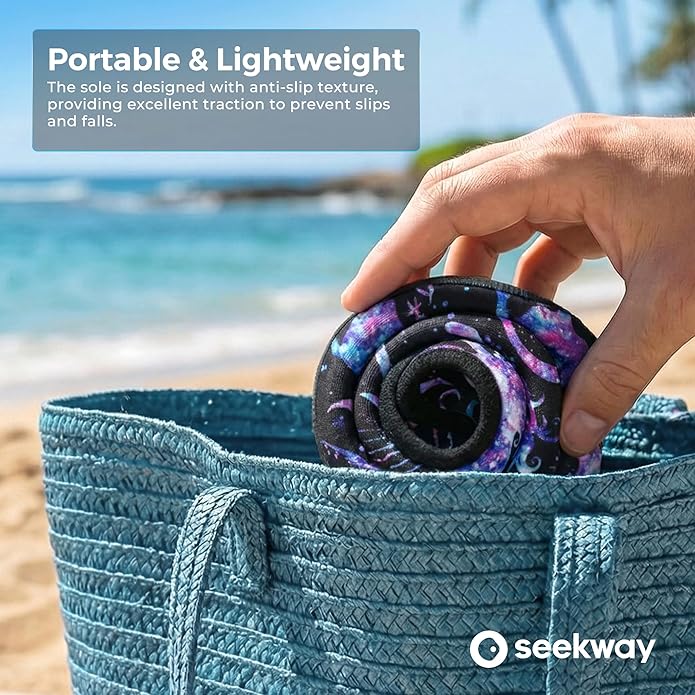 SEEKWAY Water Shoes Women Men Adult Quick-Dry Aqua Socks Barefoot Non Slip for Beach Swim River Pool Lake surf Black SK002(U)