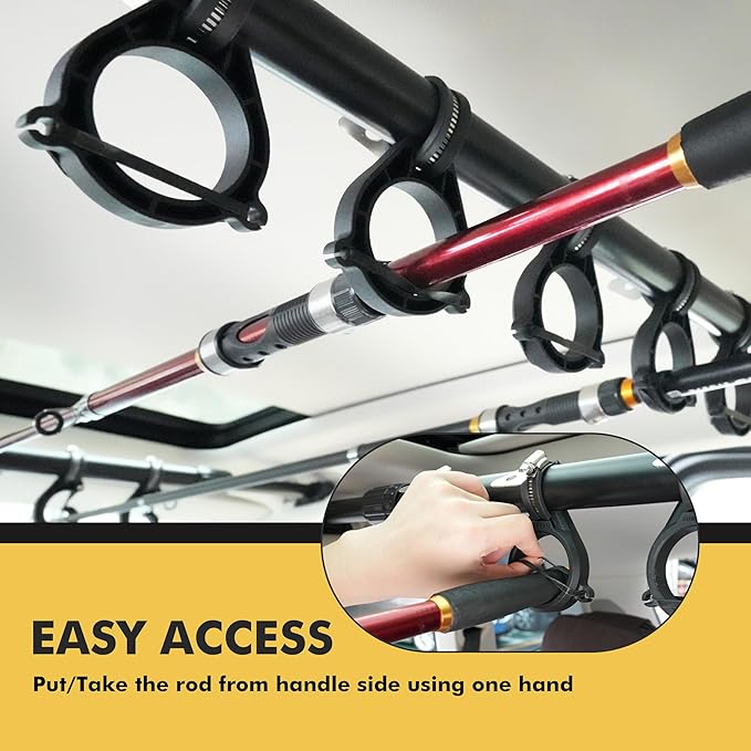 Hikeen Fishing Rod Holder for Car, Vehicle Fishing Pole Holder Roof Rack Inside,5 Rod Capacity, Heavy Duty Adjustable 28-59 Inch, Fishing Rod Carrier Pole Storage for Trucks,SUV, Wagons, Van