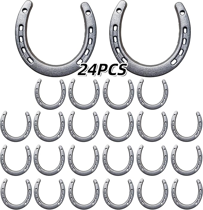 Desyeryamimi 8,12,24 PCS Horseshoe Wall Decor,Lucky Cast Iron Horse Shoes for Decorations,Crafts,Wedding,Birthday,Cowboy Party,Western Party Favors Supplies (24)