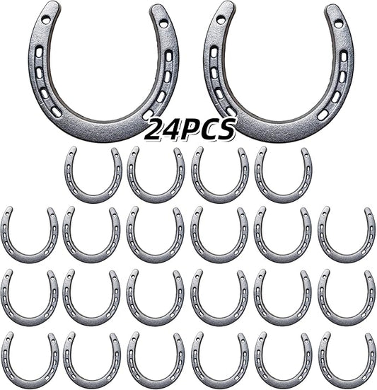 Desyeryamimi 8,12,24 PCS Horseshoe Wall Decor,Lucky Cast Iron Horse Shoes for Decorations,Crafts,Wedding,Birthday,Cowboy Party,Western Party Favors Supplies (24)