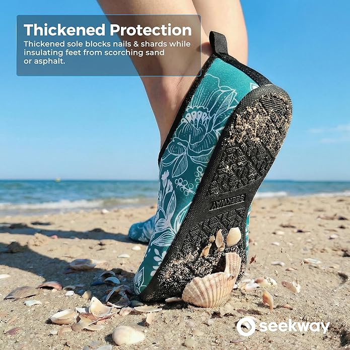 SEEKWAY Water Shoes Women Men Adult Quick-Dry Aqua Socks Barefoot Non Slip for Beach Swim River Pool Lake surf Black SK002(U)