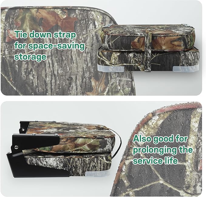 ERGOSEAT Folding Boat Seats Padded Camo Fishing Boat Chair with Backrest Marine Bass Jon Boat Seat