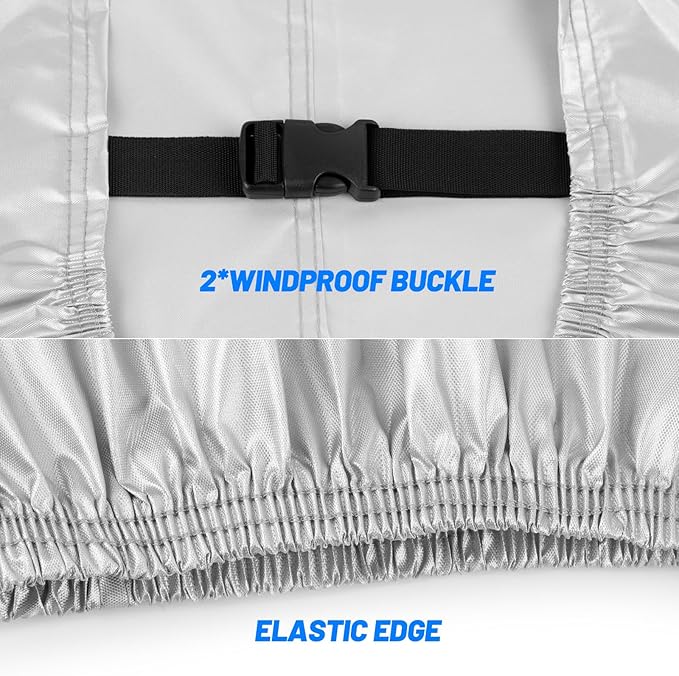 Favoto Bike Cover Waterproof Outdoor - Bicycle Cover Thicken Oxford Windproof Snow Rustproof with Lock Hole Storage Bag for Mountain Road City Beach Cruiser Bike, Silver