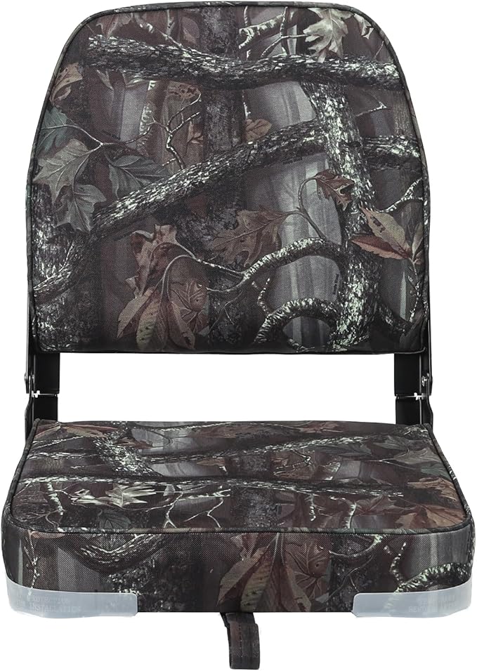 ERGOSEAT Folding Boat Seats Padded Camo Fishing Boat Chair with Backrest Marine Bass Jon Boat Seat