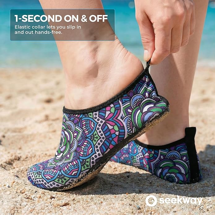 SEEKWAY Water Shoes Women Men Adult Quick-Dry Aqua Socks Barefoot Non Slip for Beach Swim River Pool Lake surf Black SK002(U)