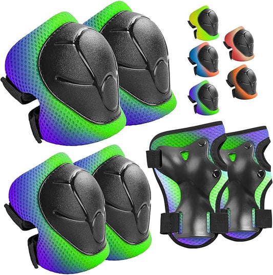 Wemfg Kids Protective Gear Set Knee Pads for Kids 3-14 Years Toddler Knee and Elbow Pads with Wrist Guards 3 in 1 for Skating Cycling Bike Rollerblading Scooter