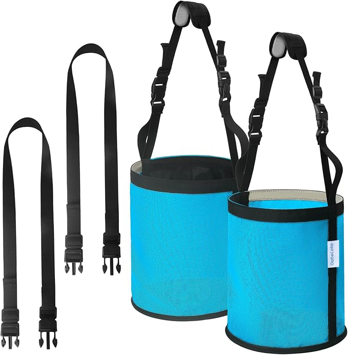 Horse Feed Bag 2 PCs, Breathable Mesh Feed Bags for Horses, Muzzle Feedbag for Feeding Grain, Anti-Spill Design Feeder, Soft Neck Pad Nose Pad, Universal Fit (Sky Blue)