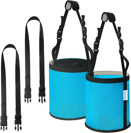 Horse Feed Bag 2 PCs, Breathable Mesh Feed Bags for Horses, Muzzle Feedbag for Feeding Grain, Anti-Spill Design Feeder, Soft Neck Pad Nose Pad, Universal Fit (Sky Blue)