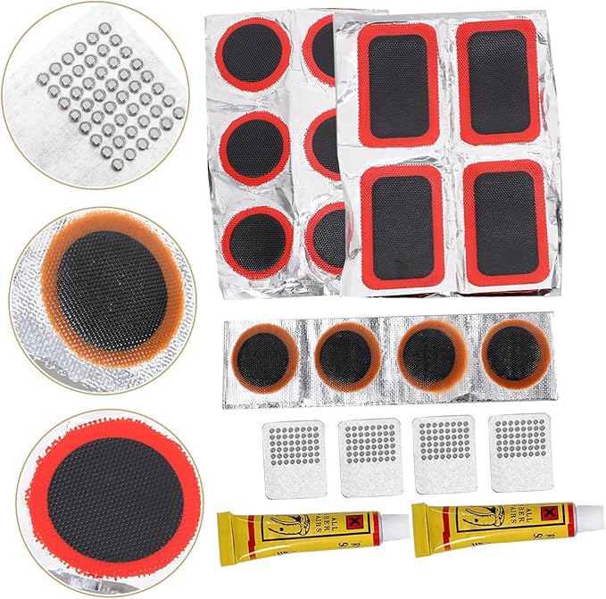 Bicycle Tire Repair Kit 38pcs Kit for 22 Sizes Self-Adhesive Patch Kit for Bike Tire Tire Lever and Repair Tools