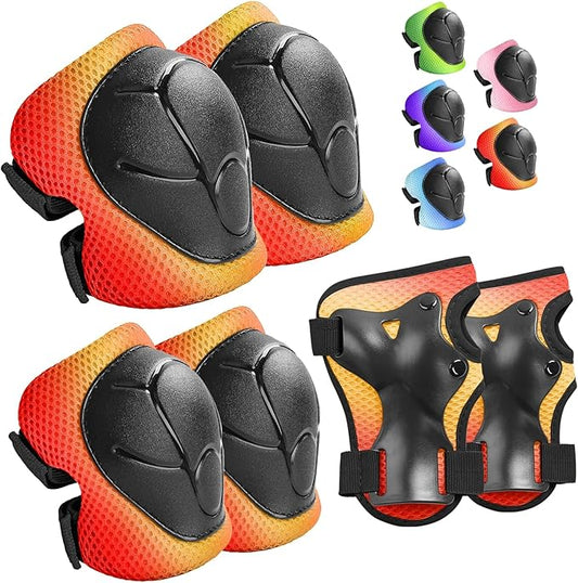 Wemfg Kids Protective Gear Set Knee Pads for Kids 3-14 Years Toddler Knee and Elbow Pads with Wrist Guards 3 in 1 for Skating Cycling Bike Rollerblading Scooter
