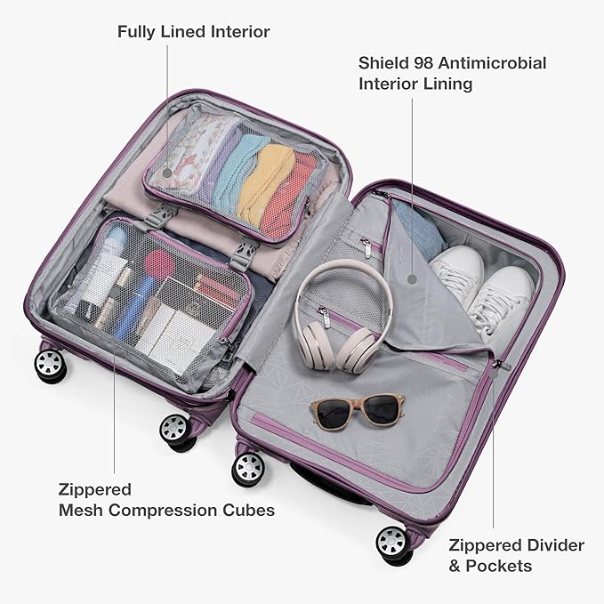Traveler's Choice Pagosa Hardshell Expandable Luggage with Spinner Wheels, Mauve, 2-Piece Set (22/26)
