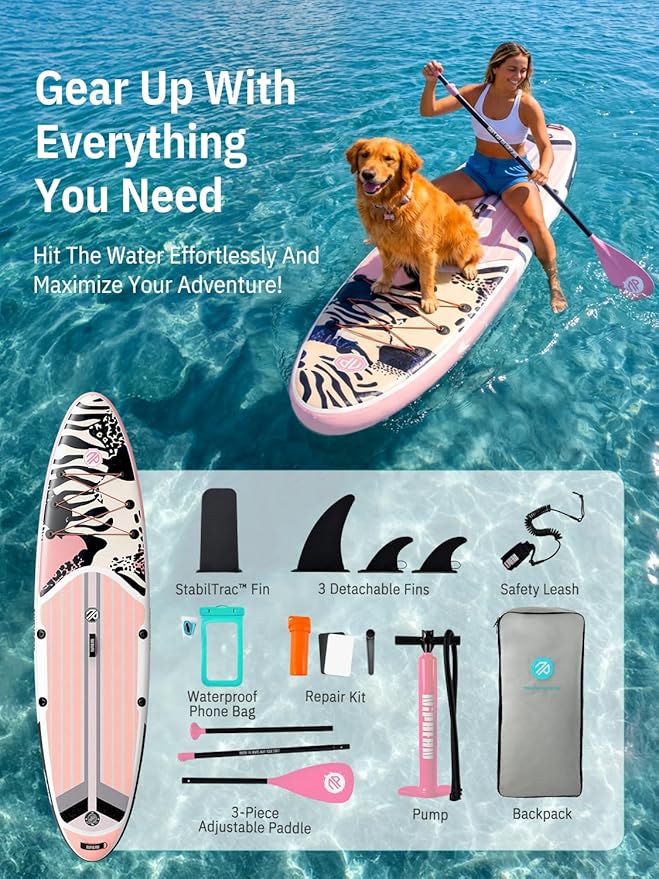 Niphean Inflatable Stand Up Paddle Board with SUP Accessories, Anti-Slip EVA Deck, 10’6’’ Inflatable Paddle Boards for Adults & Youth of All Skill Levels