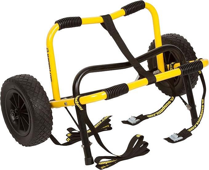 Suspenz Kayak Canoe Trailer Cart, Heavy Duty Kayak Transport Dolly with Airless Wheels, Yellow, 22-6699