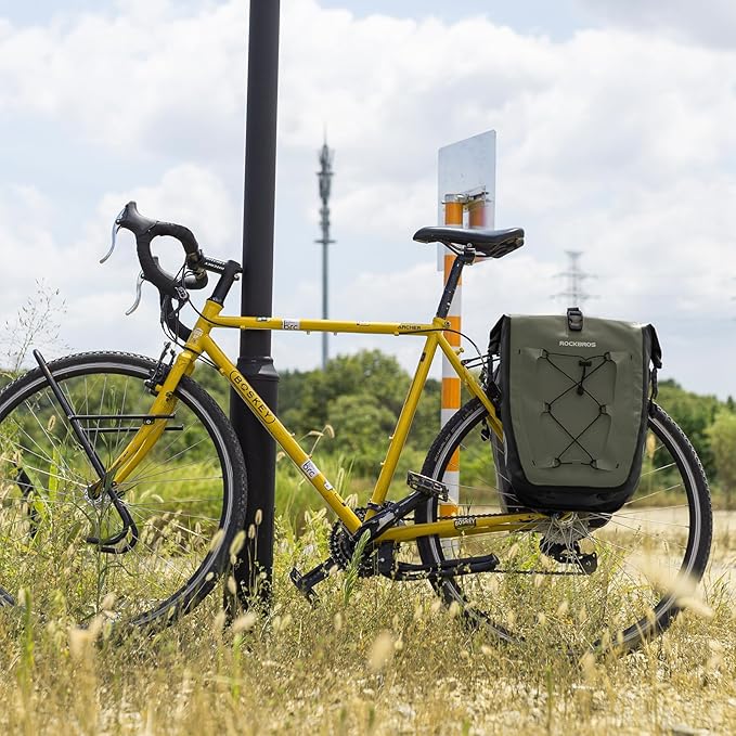 ROCKBROS Bike Panniers Waterproof Bike Rear Rack Bag Max 30L Large Capacity Bike Rear Panniers for Cycling Traveling Commuting (Green*1)
