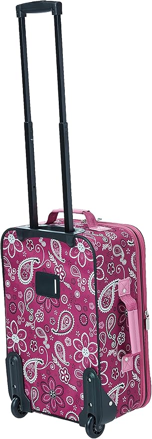 Rockland Fashion ソフトサイドアップライト荷物セット、拡張可能、車輪付き、伸縮式ハンドル、ピンクバンダナ、2ピース (14/19)
