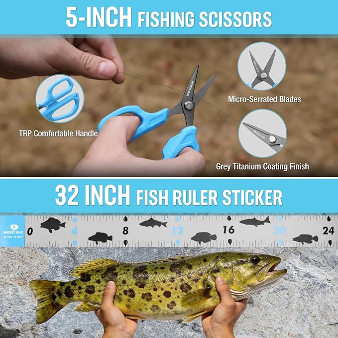 Mossy Oak Fishing Tools Kit- Fishing Plier, Fish Lip Gripper, Multifunctional Fishing Hook Remover with Lanyards Sheath, Saltwater Resistant Fishing Accessories & Equipment, Fishing Gifts for Men