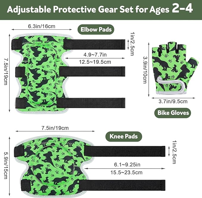 Soft Toddler Knee Pads and Elbow Pads Set with Bike Gloves, Non-Slip Toddler Knee Pads for Boys Girls 2-4 Years, Breathable Kids Protective Gear for Balance Bike, Scooter, Bicycle