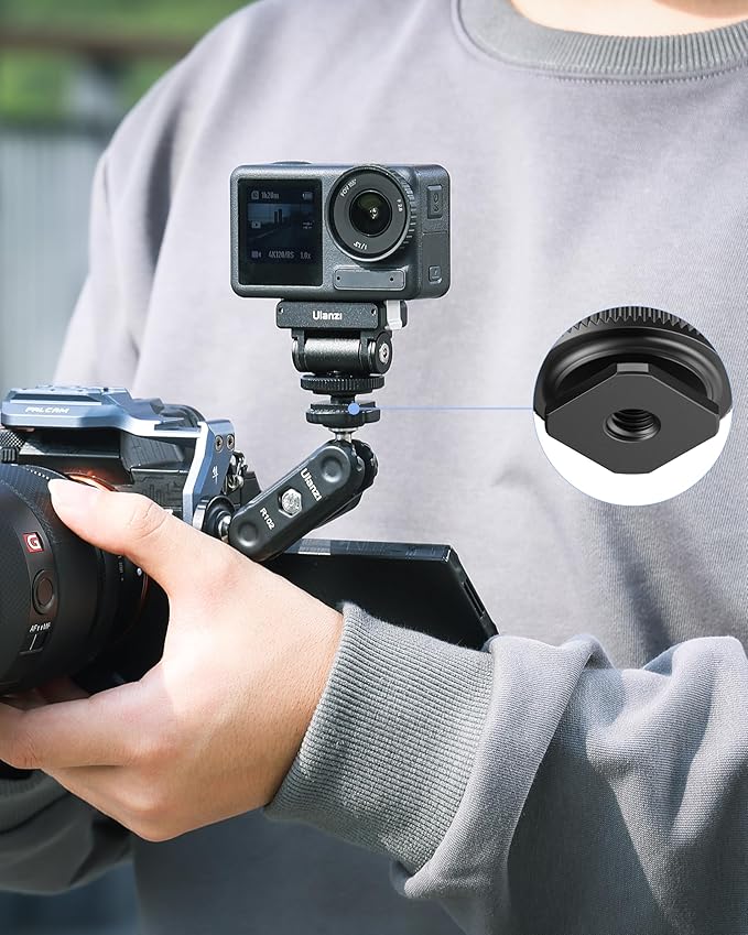 ULANZI CA22 Magnetic Cold Shoe Adapter Mount with 180° Tilt, Quick Release Action Camera Hot Shoe, Compatible with DJI Osmo 360 Pocket 3/4, Action 6 5 4 3 2 Pro, Insta360 X5 GO Ace Pro