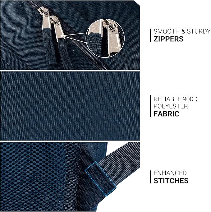 ZORFIN 26L Backpack for College, and Travel: Water Resistant Bookbag - Steel blue