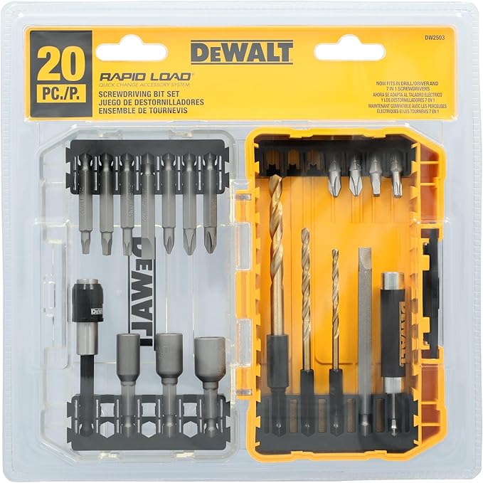DEWALT Screwdriver Bit Set, Rapid Load, Tin, 20-Piece (DW2503)