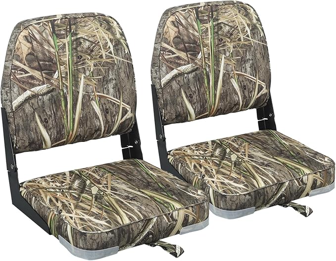 ERGOSEAT Folding Boat Seats Padded Camo Fishing Boat Chair with Backrest Marine Bass Jon Boat Seat