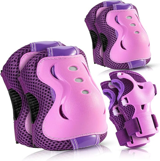 BOSONER Knee Pads for Kids Roller-Skating: Adjustable Protective Gear Set Knee Elbow Pads Wrist Guards for Bike Cycling Skateboarding Scooter Gifts 3-8 / 9-15 Years Boys Girls