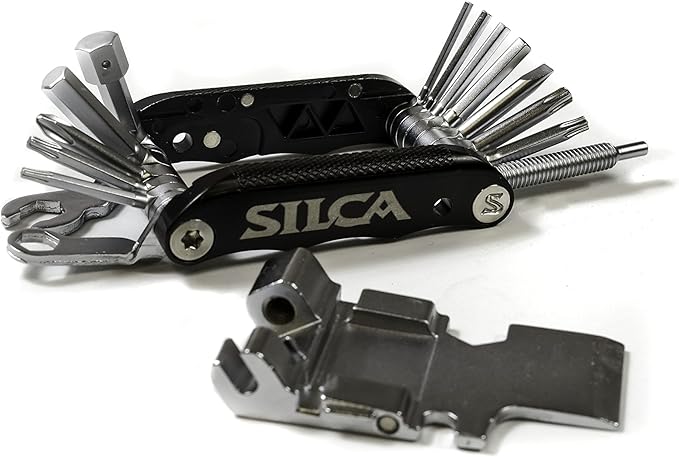 SILCA VENTI MultiTool | 20 tools design minimalistic focus | steel multi tools w/hardened finish | aluminum side bars with master link magnetic storage | HEX/TORX/PHILLIPS/Chain Breaker