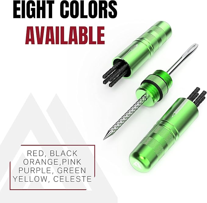 KOM Cycling Tubeless Tire Repair Kit for Bikes 8 Colors! Fixes Mountain Bike and Road Bicycle Tire Punctures