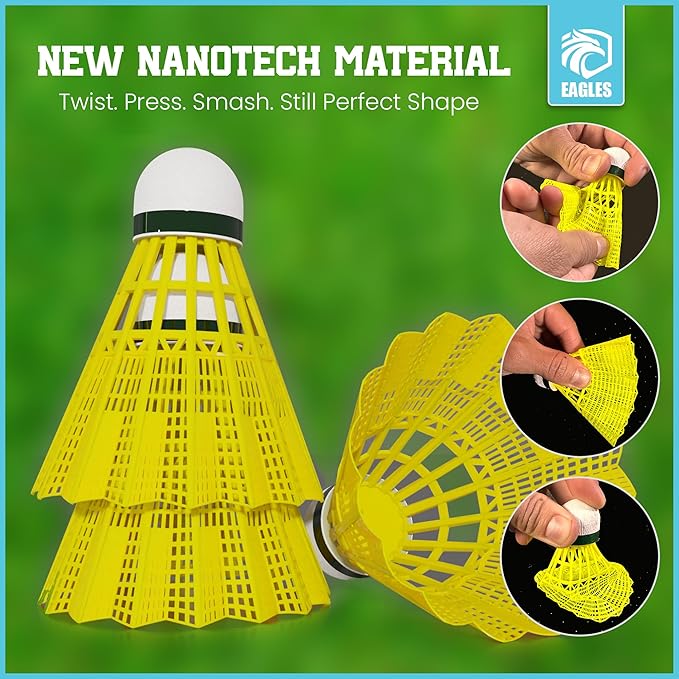 EAGLES Badminton Birdies - Nylon Bedminton Shuttlecocks for Softball/Baseball Batting Training - Highly Stable & Durable 24 Pack, 12 Pack or 6 Pack Shuttle Balls for Indoor and Outdoor Matches