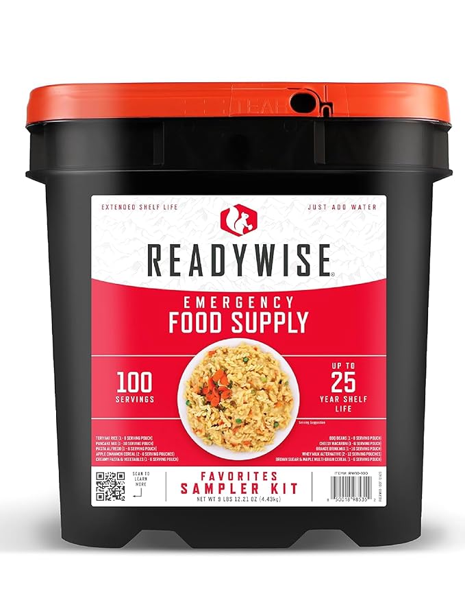 ReadyWise 非常食 - 100食分 お気に入りバケツ、プロテインミール、乾燥・フリーズドライサバイバル食、バックパッキング、キャンプ用品、準備用品、最長25年保存可能